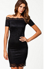 ELISE RYAN - Off Shoulder Lace Dress Black - Designer Dress hire