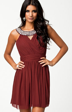 ELISE RYAN - Trim Cross Front Dress Red - Designer Dress hire