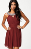 ELISE RYAN - Trim Cross Front Dress Red - Designer Dress hire