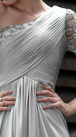 ELLIOT CLAIRE - Jewelled Silver Gown - Designer Dress hire