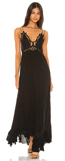 adella lace maxi dress FREE PEOPLE: ADELLA BLACK MAXI DRESS
