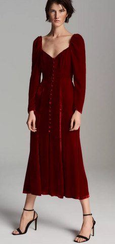 GHOST - Sydney Silk Velvet Dress - Designer Dress hire