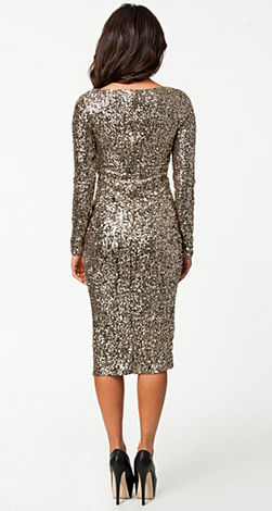 GLAMOROUS - Long Sleeve Sequin Dress Gold - Designer Dress hire