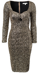 GLAMOROUS - Long Sleeve Sequin Dress Gold - Designer Dress Hire