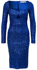 GLAMOROUS - Long Sleeve Sequin Dress Blue - Designer Dress Hire