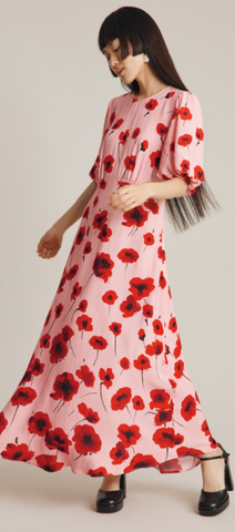 GHOST - Iris Dress Red Poppy - Designer Dress hire