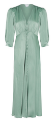 GHOST - Madison Satin Sage Dress - Rent Designer Dresses at Girl Meets Dress