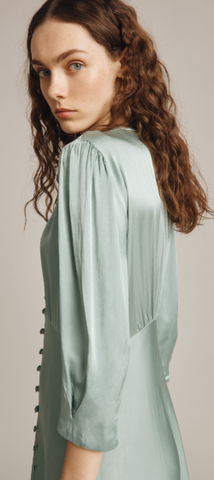 GHOST - Madison Satin Sage Dress - Designer Dress hire