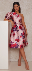 CHI CHI LONDON - One Shoulder Puff Sleeve Dress - Rent Designer Dresses at Girl Meets Dress