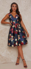 CHI CHI LONDON - Midi Skater Dress Navy - Designer Dress Hire