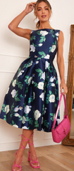 CHI CHI LONDON - Boat Neck Floral Skater Dress - Rent Designer Dresses at Girl Meets Dress