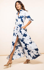 DANCING LEOPARD - Dove Dress Navy Bloom - Rent Designer Dresses at Girl Meets Dress