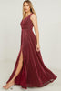 QUIZ - Berry Wrap Dress With Split - Designer Dress hire