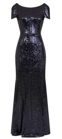 HOTSQUASH - Navy Fishtail Cowl Gown - Designer Dress hire