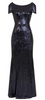 HOTSQUASH - Navy Fishtail Cowl Gown - Designer Dress hire