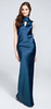 HOTSQUASH - Silky Teal Cowl Gown - Designer Dress hire