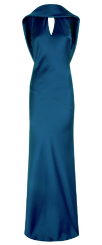 HOTSQUASH - Silky Teal Cowl Gown - Designer Dress hire