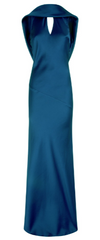 HOTSQUASH - Silky Teal Cowl Gown - Rent Designer Dresses at Girl Meets Dress