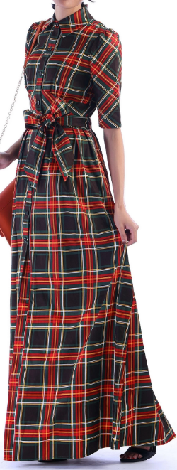 Jolly Red Check Print Button-Down Women Shirt Dress