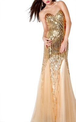 slim fit dress slacks Gold A-Line Tulle Gold Sequin Long Prom Dress, Gold Long Evening Dress –  formalgowns main image 0