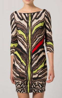 ROBERTO CAVALLI - Beige Animal Dress - Designer Dress hire