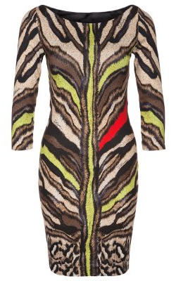 ROBERTO CAVALLI - Beige Animal Dress - Designer Dress hire