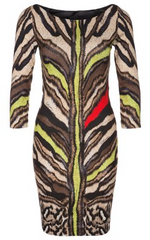 ROBERTO CAVALLI - Beige Animal Dress - Designer Dress Hire