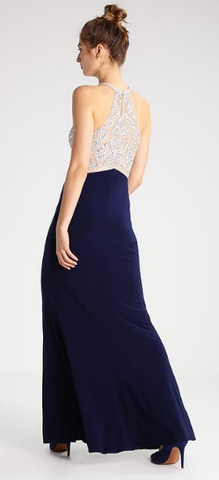 MASCARA - Navy Encrusted Gown - Designer Dress hire