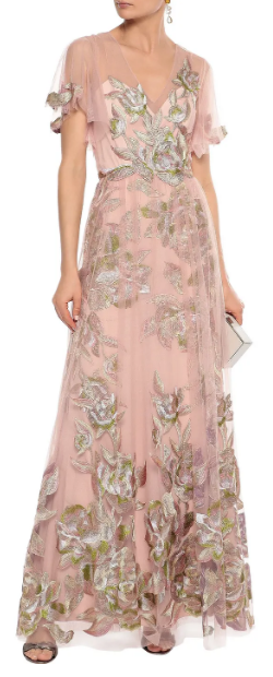Marchesa notte embroidered tulle gown cheap