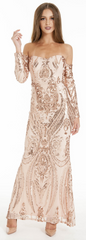MATTEO - Camilla Gold Sequin Gown - Designer Dress Hire