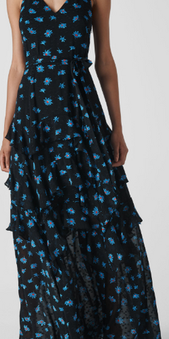 WHISTLES - Mila Daisy Maxi Black  Dress - Designer Dress hire