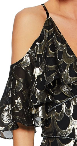 PERSEVERANCE LONDON - Ruffled Metallic Gown - Designer Dress hire