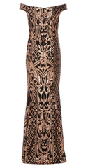 QUIZ - Black Rose Gold Bardot Dress - Rent Designer Dresses at Girl Meets Dress