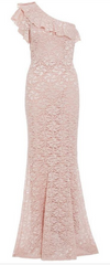 QUIZ - Nude Glitter Lace Maxi Dress - Designer Dress Hire