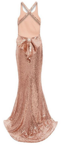QUIZ - Rose Gold Sequin Maxi Dress - Designer Dress hire