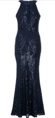 QUIZ - Navy Sequin Mermaid Gown - Designer Dress Hire