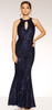 QUIZ - Navy Sequin Mermaid Gown - Designer Dress hire