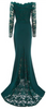 QUIZ - Green Bardot Lace Fishtail Gown - Designer Dress hire