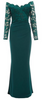 QUIZ - Green Bardot Lace Fishtail Gown - Designer Dress hire