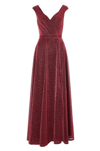 QUIZ - Berry Wrap Dress With Split - Designer Dress hire