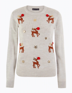 M&S COLLECTION - Reindeer Christmas Jumper - Designer Dress hire