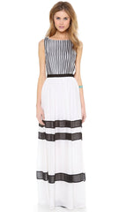 ALICE AND OLIVIA - Rae Pleated Stripe Dress - Designer Dress Hire