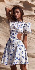 ANNE LOUISE - Aura Floral Puff Sleeve Dress - Designer Dress Hire