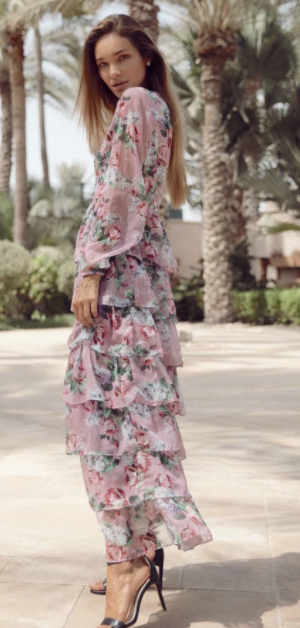 Long sleeve ruffle sales dress