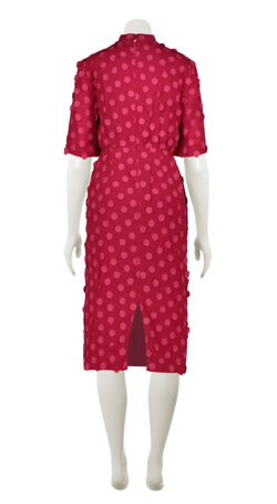BCBGMAXAZRIA - Cerise Dotted Midi Dress - Designer Dress hire
