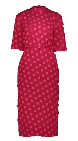 BCBGMAXAZRIA - Cerise Dotted Midi Dress - Designer Dress hire