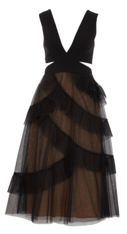 winter wedding black tie dress Black Mesh Frill Dress