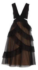 BCBGMAXAZRIA - Black Mesh Frill Dress - Rent Designer Dresses at Girl Meets Dress