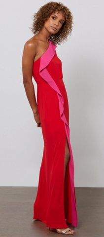 BCBGMAXAZRIA - Harper One Shoulder Ruffle Gown - Designer Dress hire