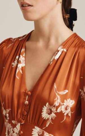 GHOST - Millie Dress Rust Bouquet - Designer Dress hire